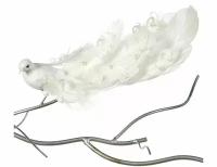Ёлочное украшение голубка С кудряшками, на клипсе, перо, белая, 26 см, Goodwill MC 39986