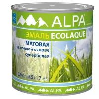 Эмаль Alpa Ecolaque матовая, матовая, супербелая, 0.75 кг, 0.5 л