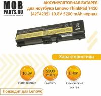 Аккумуляторная батарея для ноутбука Lenovo ThinkPad T410 (42T4235) 10.8V 5200 mAh OEM черная