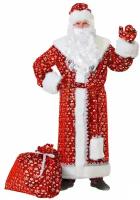 Батик Карнавальный костюм для взрослых Дед Мороз Плюшевый красный, 54-56 размер 184-54-56