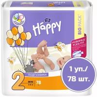 Bella Baby Happy подгузники mini 2 (3-6 кг), 78 шт., белый