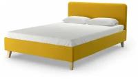 Кровать двуспальная с кроватным основанием Salotti Сканди 140, рогожка, ткань Шифт, желтый, 140x200