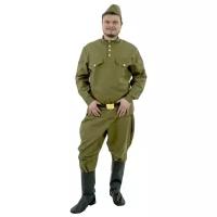 Комплект мужской военной формы Гимнастерка с брюками-галифе, пилоткой и поясом на рост 182 размер 56-58