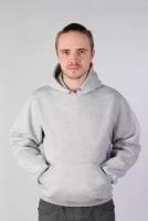 Магазин Толстовок - Grey Hoodie Man Classic Мужская серая толстовка худи классическая 320гр/м.кв (серый меланж), L-50-Unisex-(Мужской)