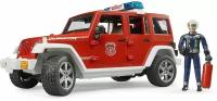 Игрушечная машинка Bruder Внедорожник Jeep Wrangler Unlimited Rubicon пожарная с фигуркой, Брудер