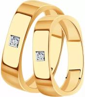 Кольцо обручальное Diamant online, золото, 585 проба, бриллиант, размер 17