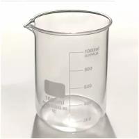 Стакан мерный стеклянный 1000 мл, низкий (для кухни, ванной) емкость для сыпучих продуктов 1шт