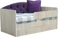 Детская кровать Сказка-Lite (сонома) с мягким фиолетовым элементом
