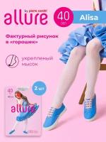 Колготки ALLURE, 40 den, 2 шт., размер 140-146, белый