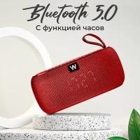 Портативная колонка bluetooth 5.0, WALKER WSP-150, 2 динамика по 5Вт, блютуз, с подсветкой беспроводная, колонка музыкальная как jbl акустика, красная