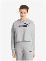 Толстовка, PUMA ESS Cropped Logo Hoodie TR, Женская, размер M; Light Gray Heather