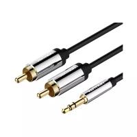 Кабель Vention Кабель VENTION аудио Jack 3.5 mm M/2RCA M, чёрный, 5 м, черный