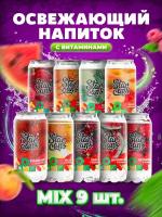 Напиток газированный микс вкусов StarCans Полезная вода лимонад с витаминами без сахара без калорий