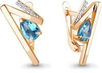 Серьги Diamant online, серебро, 925 проба, золочение, топаз, фианит