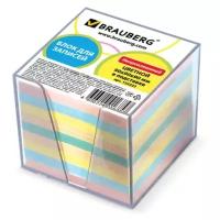 Блок Brauberg для записей в подставке прозрачной, куб 9х9х9 см, цветной, 122225