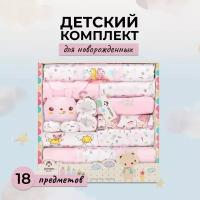 Набор для новорожденного в подарочной упаковке Banjvall 18 предметов, р-р 0-6 месяцев, розовый