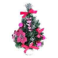 Ель искусственная Зимнее волшебство Декор пуансетия розовая в снегу, 30 см