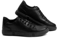 Кеды мужские летние черные кожаные обувь весенняя спортивная, размер 45