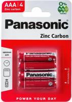 Panasonic Батарейка солевая Panasonic Zinc Carbon, AAA, R03-4BL, 1.5В, блистер, 4 шт