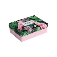 Коробка подарочная Дарите счастье Тропики, 21х7х15 см, зеленый/розовый