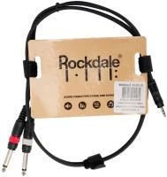 Кабель Rockdale stereo mini jack 3.5 mm x 2 mono jack 6.3 mm (XC-002), 1 м, 1 шт., черный