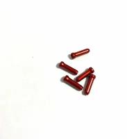 Заглушки наконечники (концевики) для троса переключения тормоза велосипеда, цвет красный, 5шт