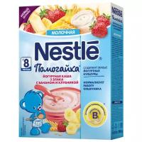Каша Nestlé молочная Помогайка 3 злака с йогуртом, бананом и клубникой, с 8 месяцев, 200 г