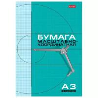 Бумага масштабно-координатная (миллиметровая), скоба, большой формат А3 (295х420 мм), голубая, 8 листов, HATBER, 8Бм3_02285