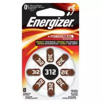 Батарейки для слуховых аппаратов комплект 8 шт, ENERGIZER Zinc Air 312, блистер