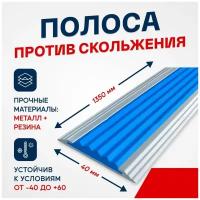 Противоскользящий алюминиевый профиль, полоса Стандарт 40мм, 1.35м, синий