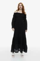 Ярусное платье макси с открытыми плечами - черный - XXS