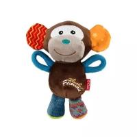 Игрушка для собак GIGWI Plush Friendz Обезьянка с пищалкой, разноцветная (16см)