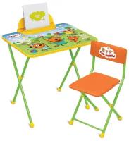 Комплект Nika стол+стул Три кота (ТК1/1) 60x45 см зеленый/оранжевый