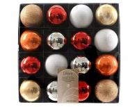 Набор пластиковых шаров deluxe новогодний УЮТ, эмалевые, глянцевые, глиттер, 60 мм, упаковка 16 шт, Kaemingk