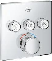 Внешняя часть термостата для душа GROHE Grohtherm SmartControl на 3 потребителя, квадратная, хром (29126000)