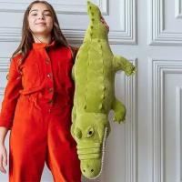 Мягкая игрушка длинный крокодил 80 см / Плюшевый длинный зелёный крокодил