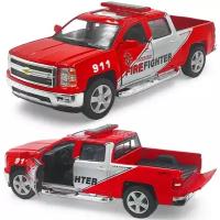 Машинка 2014 Chevrolet Silverado Fire Fighter инерционная металлическая KT5381DPR1 коллекционная модель 1:46 подарок мальчику Kinsmart