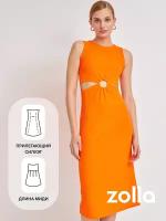 Платье-лапша с вырезами на талии, цвет Оранжевый, размер XS
