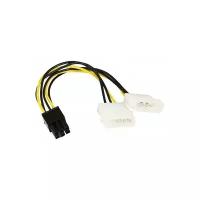 Разветвитель BiON PCI-E 6 pin - 2xMolex (BNCC-PSU-6), 0.8 м, черный/желтый