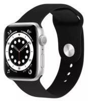Ремешок силиконовый для часов Apple Watch series 1-8, SE 38-40-41mm / Сменный браслет премиум качества для умных смарт часов Apple Watch мужской, женский / Эпл Вотч (Black / Черный)