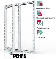 Пластиковое окно с моск сеткой рехау GRAZIO профиль 70 мм, 1400х1200 мм (ВхШ), пов-отк левое/ глухое прав, энергосберегающий 2-х камерный стеклопакет