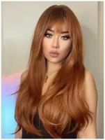 HAIRCUBE/Парик женский универсальный, Апельсин, парик имитация натуральных волос, женский парик с челкой