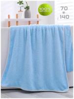 Полотенце банное из микрофибры размер 70 х 140, полотенце для бани спортзала пляжное, голубое