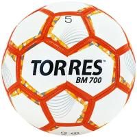 Мяч футбольный TORRES BM 700, размер 5, 32 панели, PU, гибридная сшивка, цвет бежевый/оранжевый/серый
