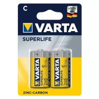 Батарейки Varta Батарейка солевая Varta SuperLife, C, R14-2BL, 1.5В, блистер, 2 шт