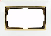 Рамка для двойных розеток Snabb, цвет белый/золото (2 шт.)