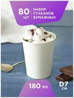 Бумажные одноразовые стаканы от производителя Formacia 180 мл, в упак. 80 шт., однослойные, для горячих и холодный напиокв,подходят для кофемашин