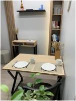 Стол обеденный нераскладной RUBY VOLT, кухонный стол (Дуб) 100х65, ножки металл 40х20 ручной работы