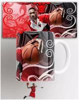 Кружка Деррик Роуз баскетбол NBA спортивный клуб, на подарок, с принтом 330 мл
