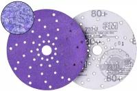 Абразивный шлифовальный круг ( наждачка ) P80+ / 150 мм 3М™ 51369 737U Cubitron™ II Hookit™ Purple + c мультипылеотводом, 10 шт